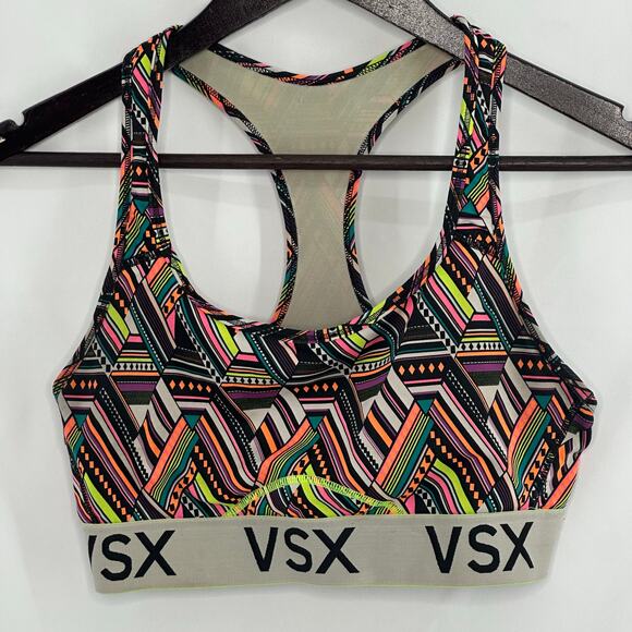 Victoria's Secret VSX Sports Bra Medium Multi-Colored Geometric Bohemian Print - Picture 1 of 3